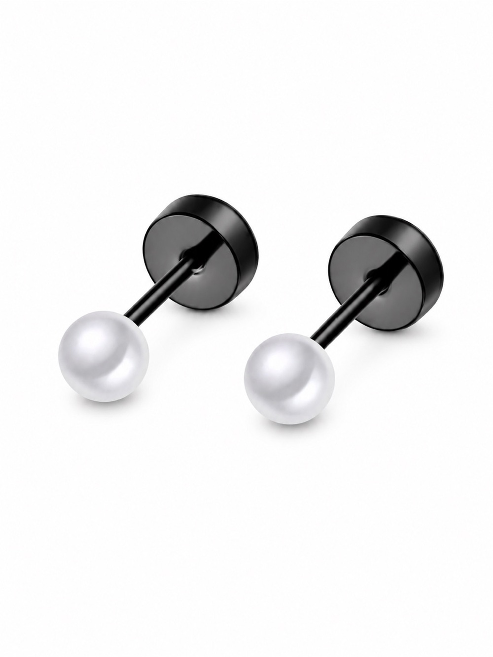 Pearl Flat Back Stud Earrings 20G Stainless Steel